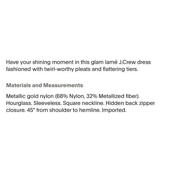 J. Crew Gold Goma Pleated Dress 12 - Picture 5 of 6